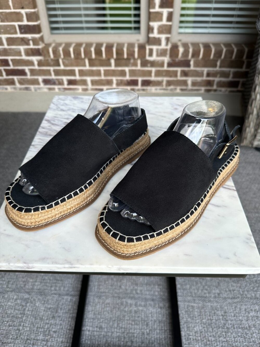 ASOS Hannah Wide Fit Espadrille Platform Sandals Black Ankle Strap Size 7/8 W - Picture 9 of 16